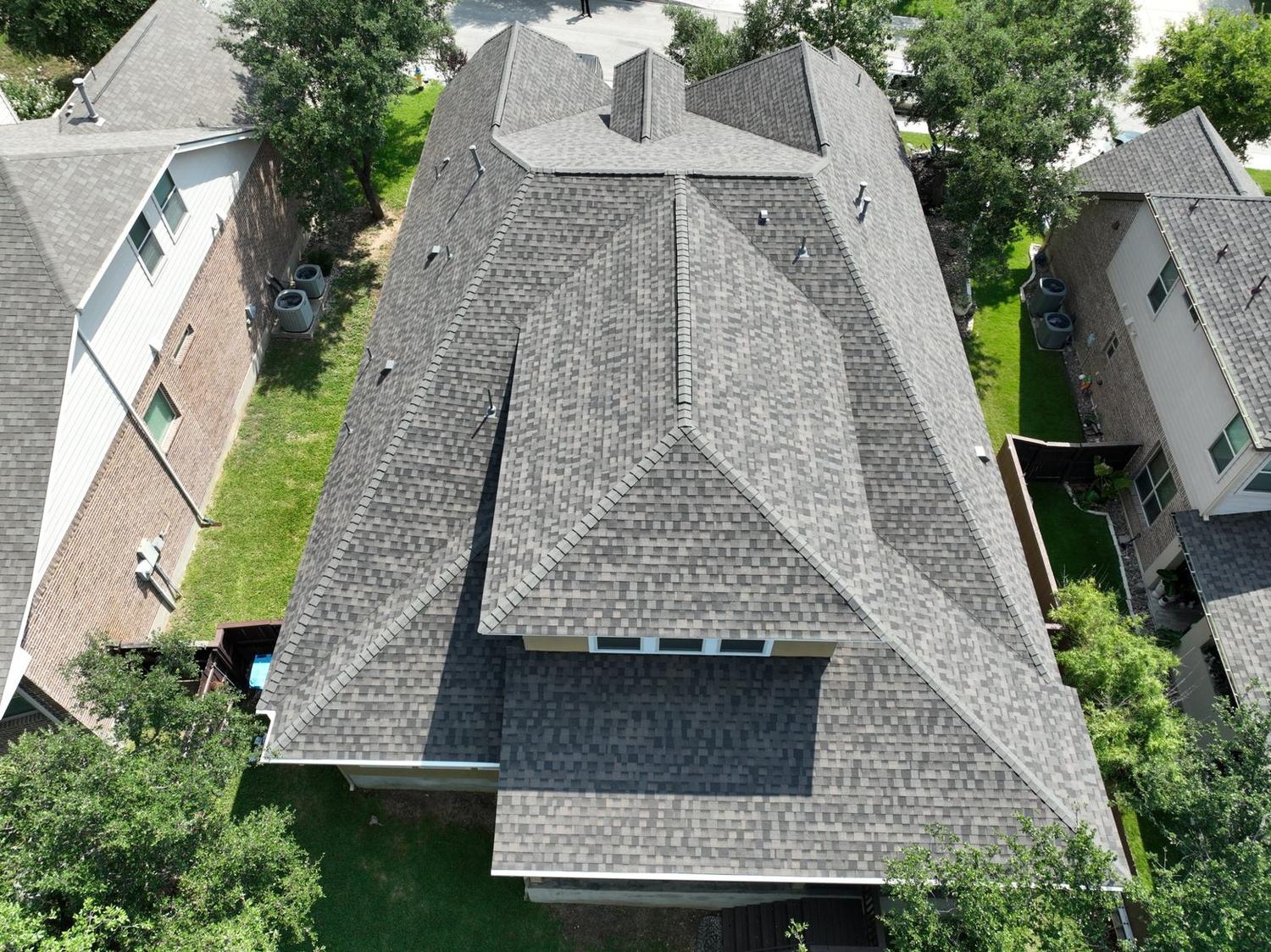 Aerial view of a finished roof